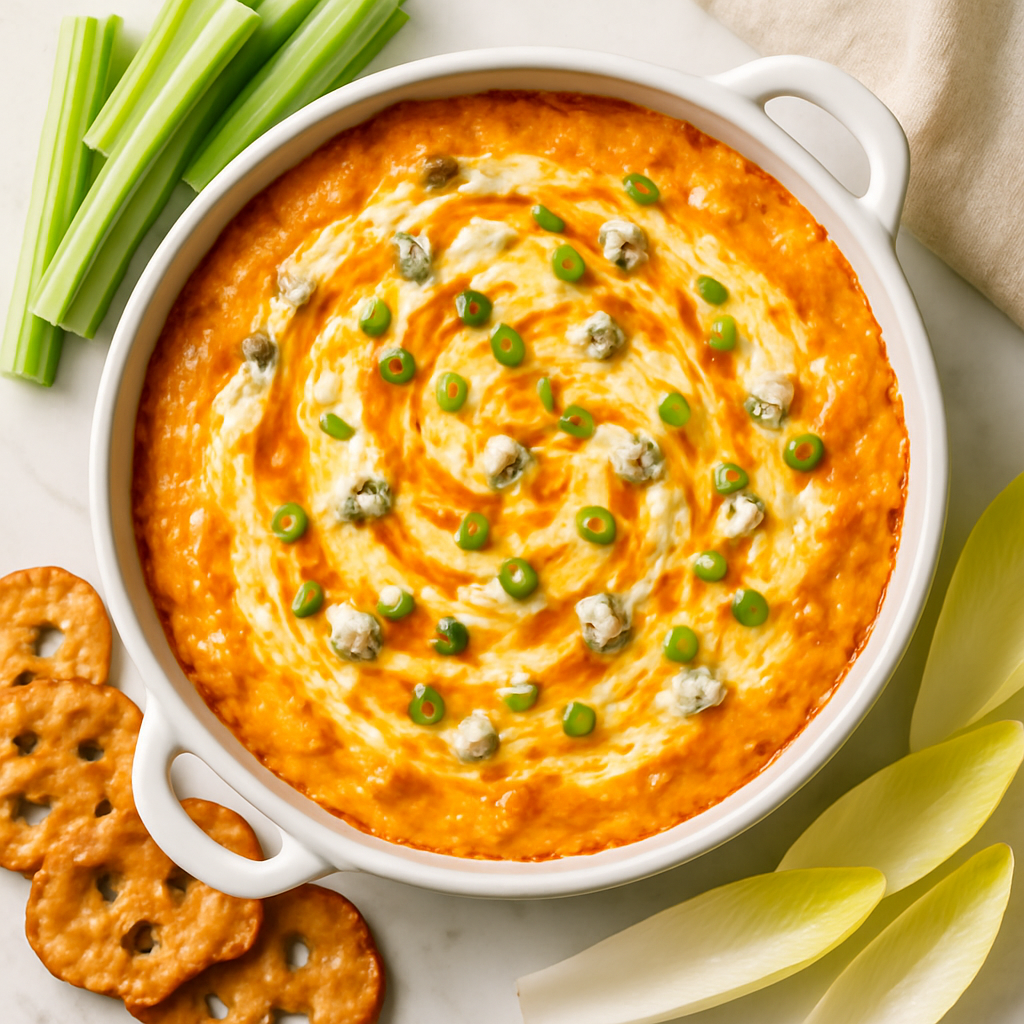 Buffalo Chicken Dip with Blue Cheese Swirl