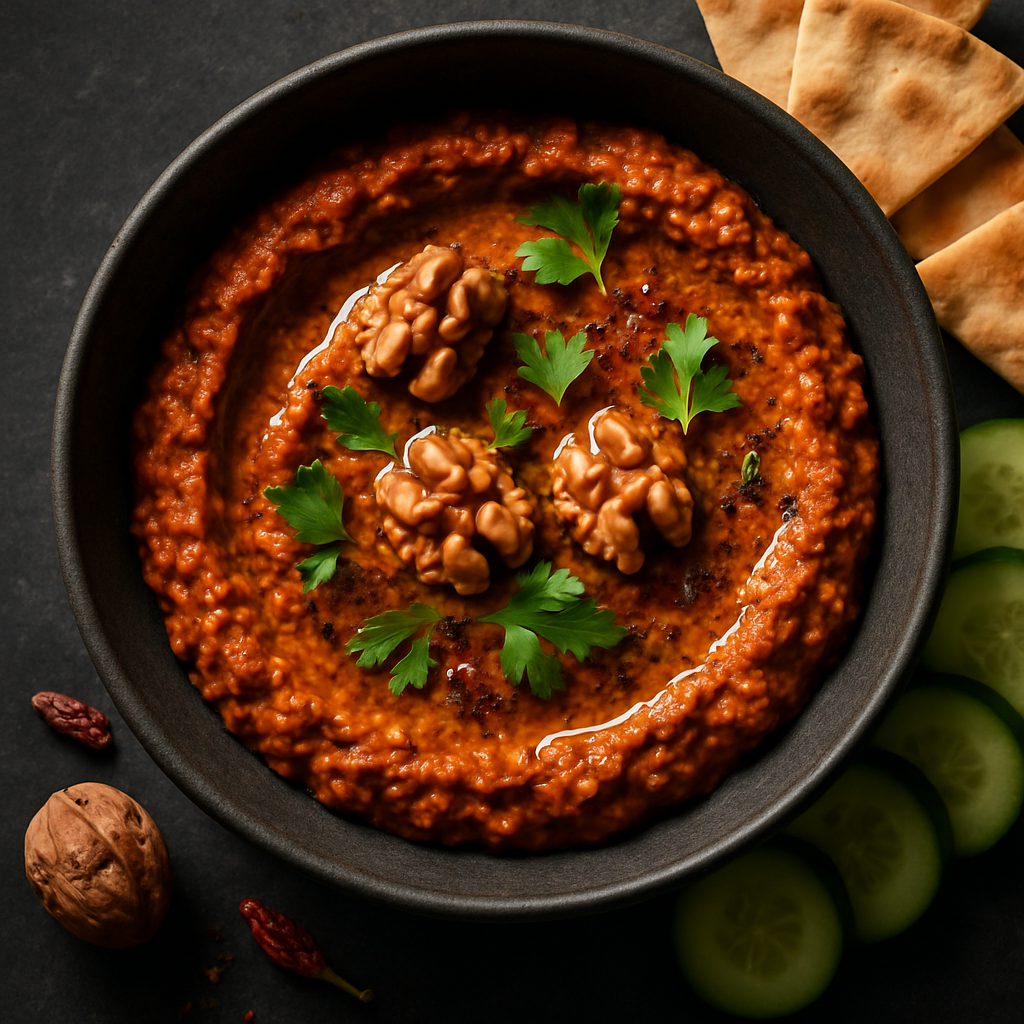 Muhammara (Roasted Red Pepper and Walnut Dip)