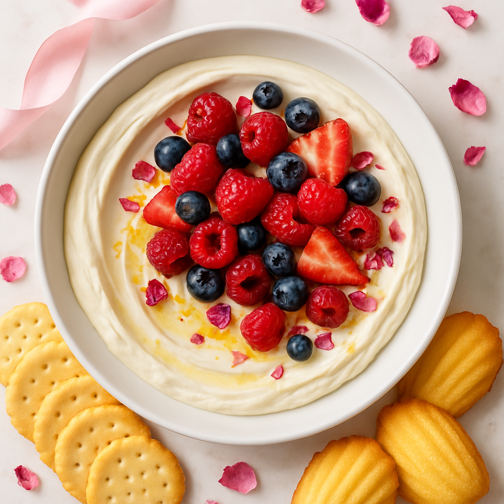 Rose-Infused Mascarpone Dip with Berries