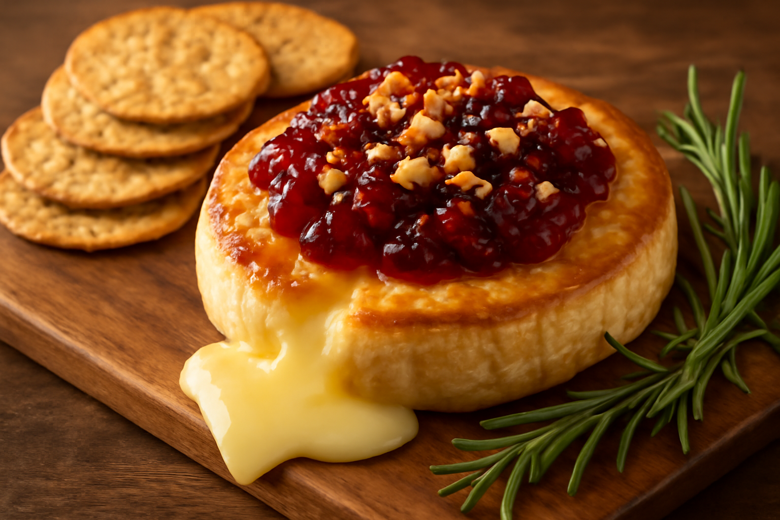 Baked Brie with Cranberry (or Raspberry) Fruit Dip
