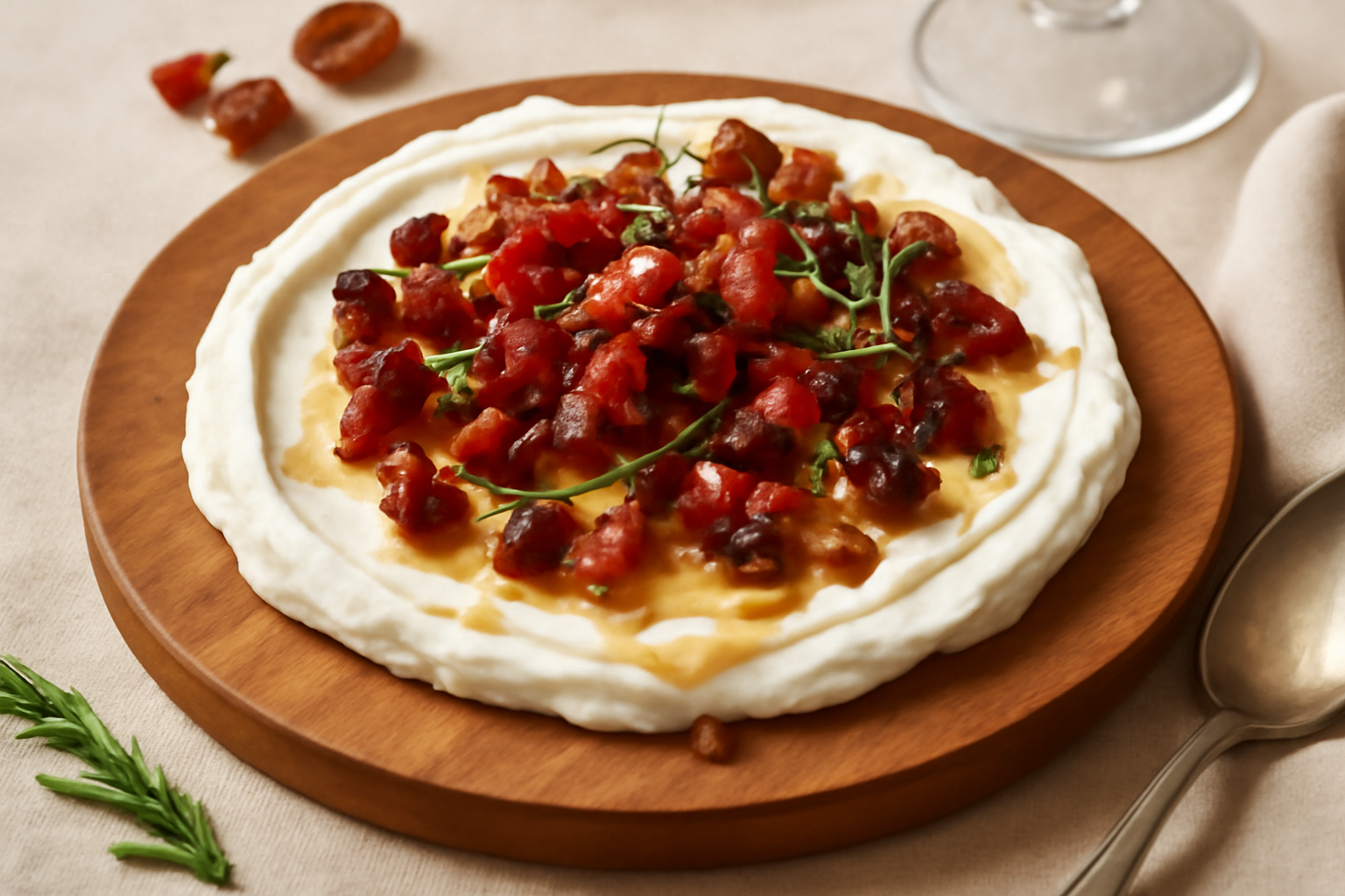 Whipped Goat Cheese Dip with Warm Bacon and Dates