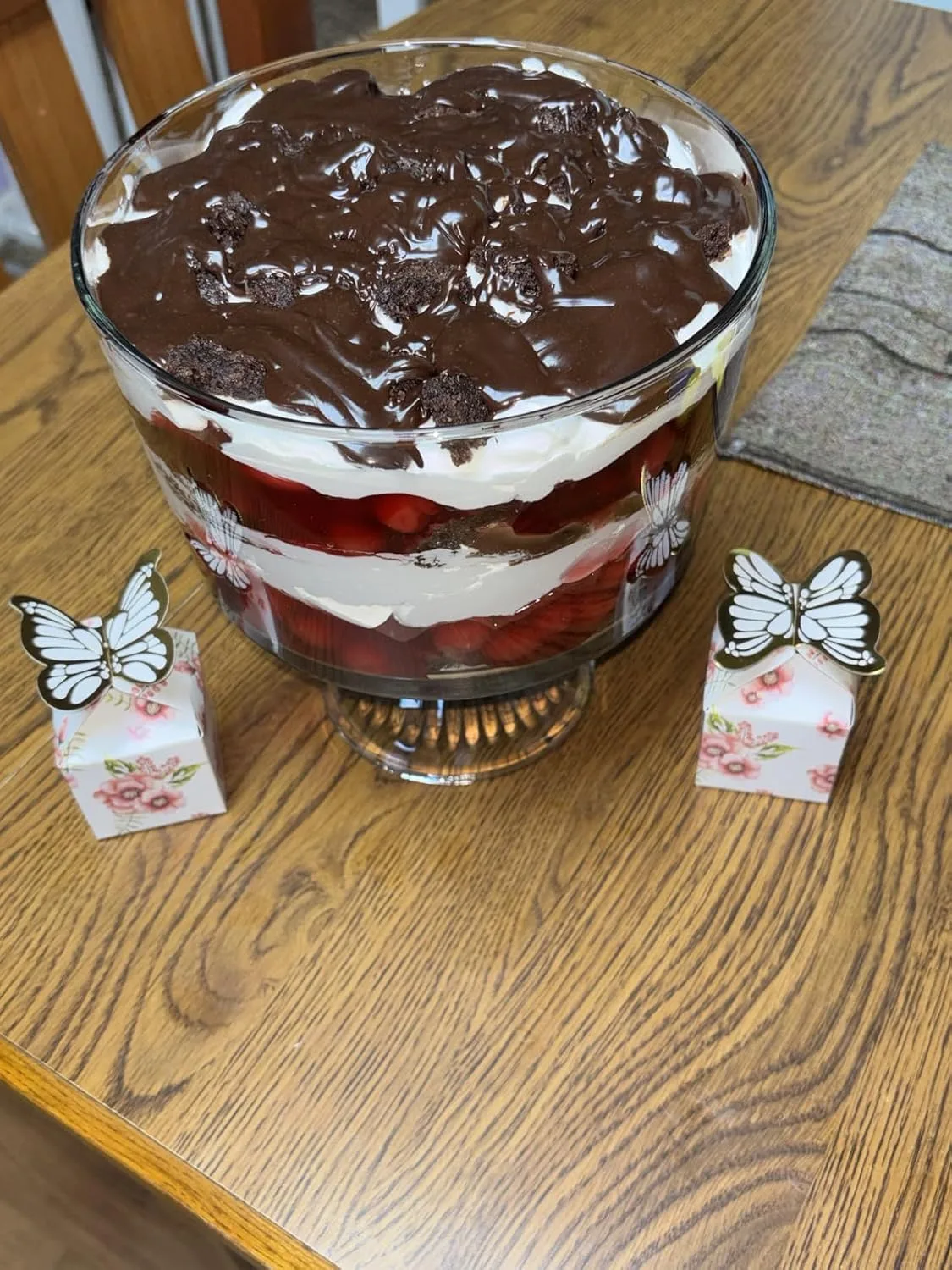 Customer photo of homemade seven layer dip in a serving dish with visible layers