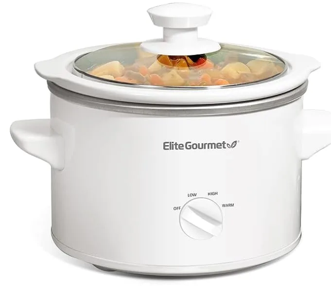 Customer photo of mini slow cooker with dip inside keeping food warm