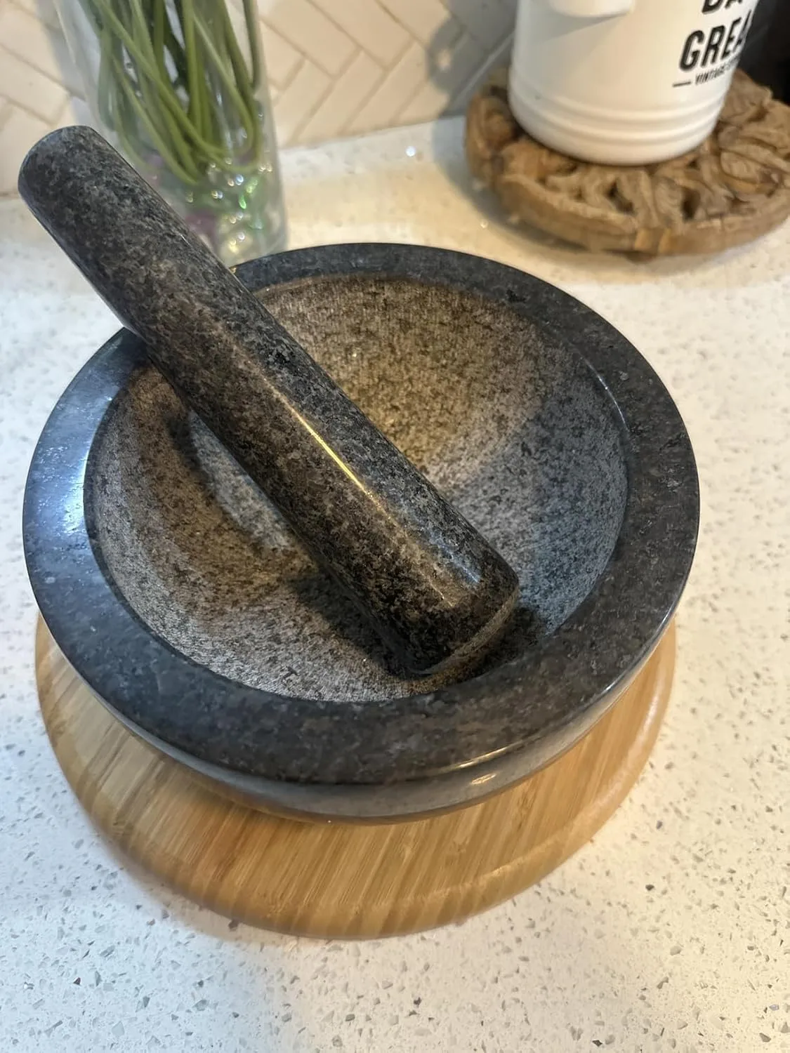 Customer photo of mortar and pestle with freshly mashed avocado and guacamole