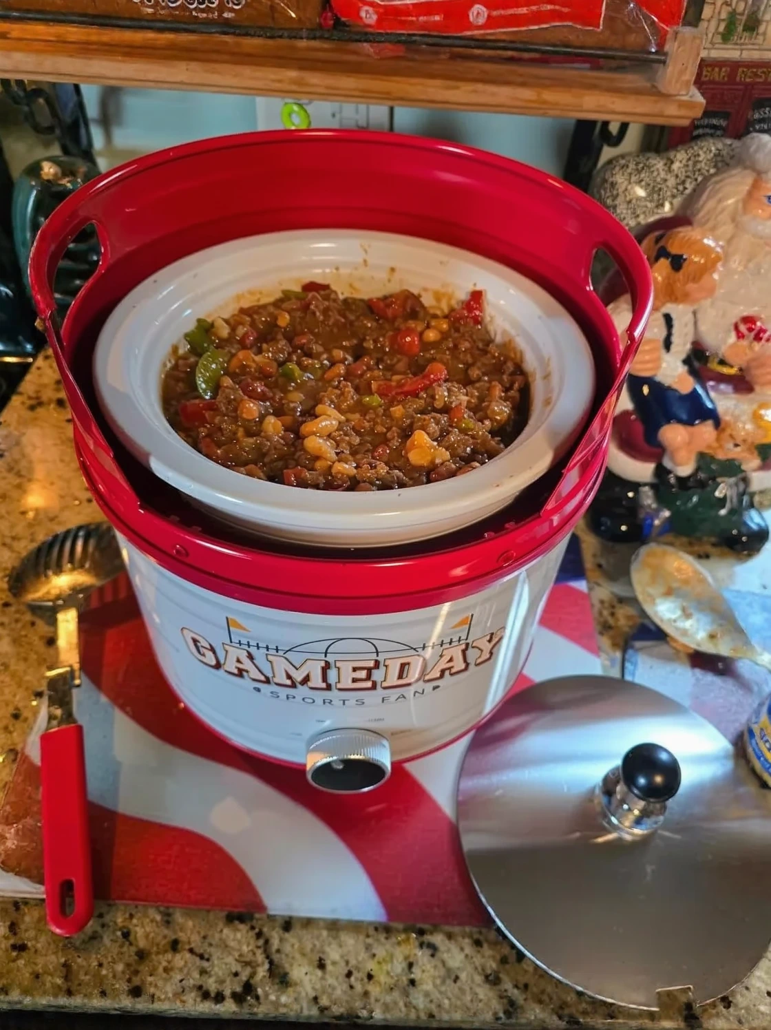 Customer photo of beer cheese dip served with crackers and vegetables for game night appetizer