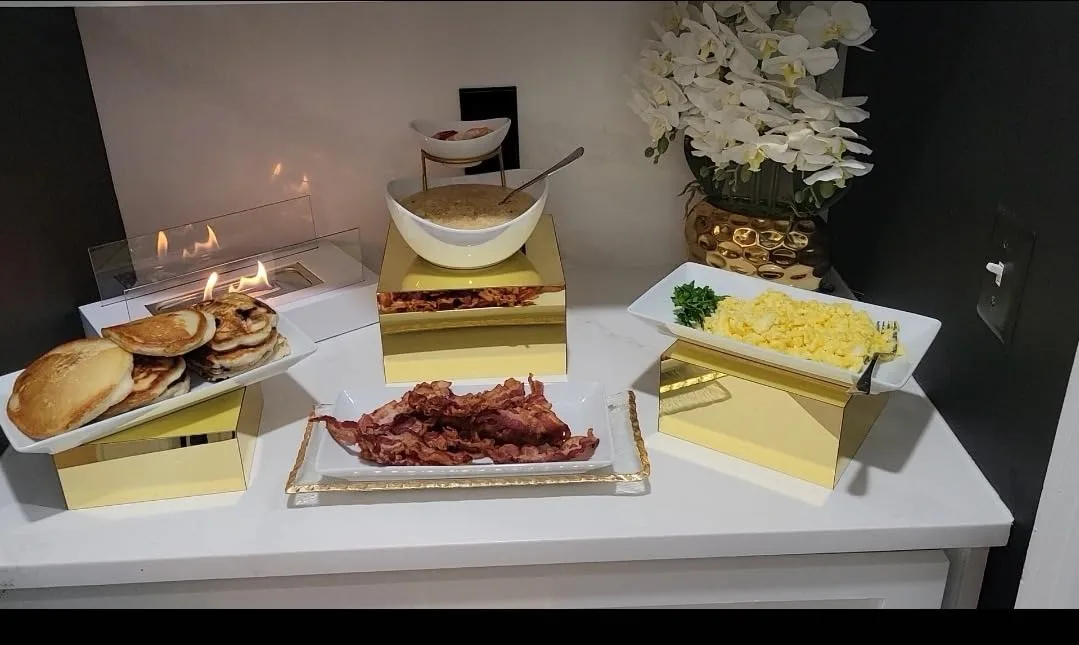 Customer photo of ceramic dip bowl set displayed on a table with appetizers