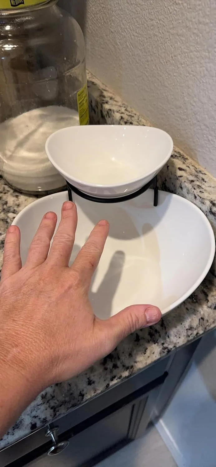 Customer photo of ceramic dip bowl set displayed on a dining table with appetizers