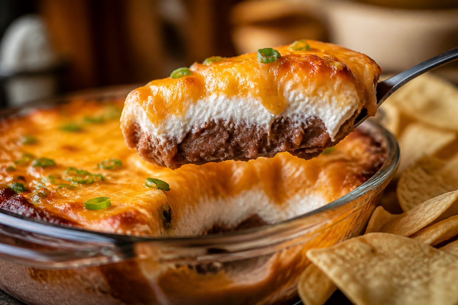 Baked Bean Dip With Cream Cheese and Sour Cream Layers